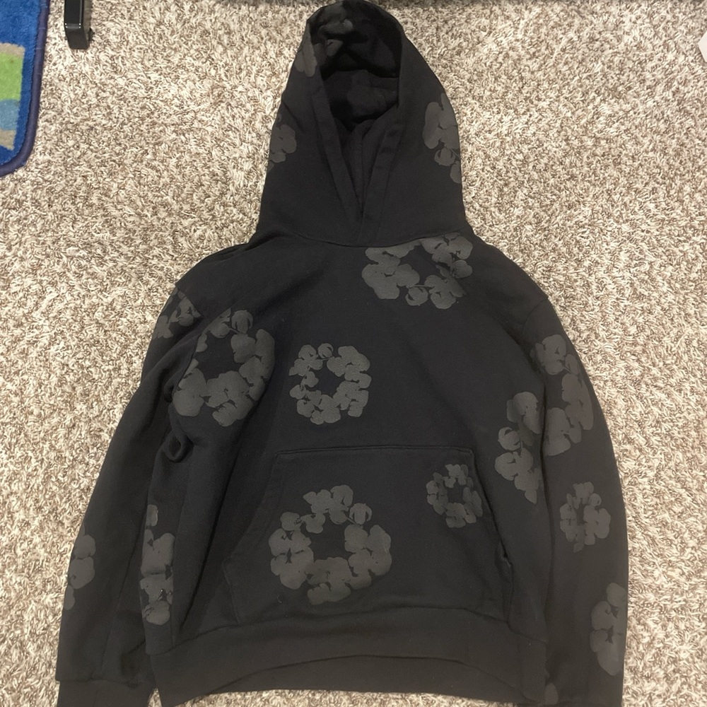 black on black denim tears hoddie